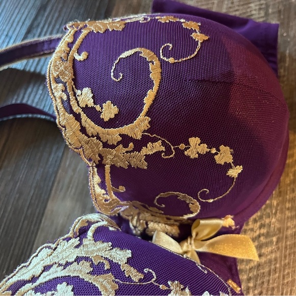 Cacique Purple and Gold Lace Bra from Lane Bryant | Size 40DDD - Picture 2 of 4